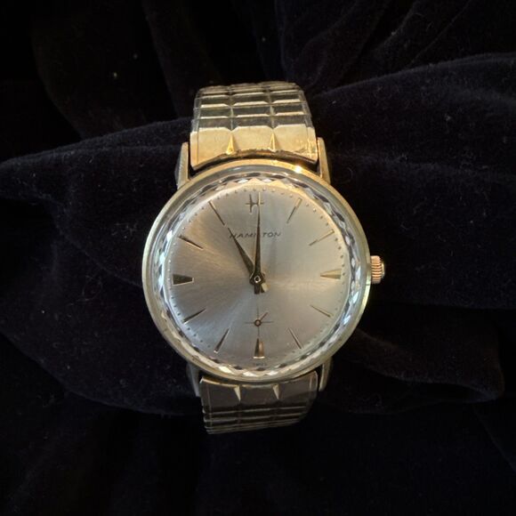 Vintage 1960s HAMILTON Hand Wind Men’s Watch Gold Stretch Band main image 10